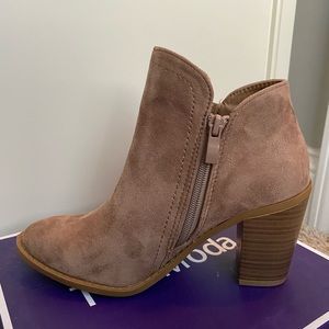 Tan booties by Top Moda